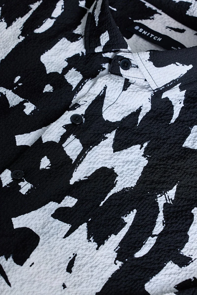 SNITCH Black Textured Abstract Shirt