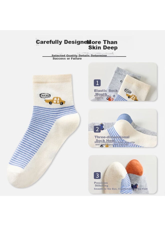 Yimian Children's Socks, Summer Thin Mesh Breathable Xinjiang Cotton Antibacterial Deodorant Mid-calf Student Big Kids Youth 7 Pairs Tt - Image 4