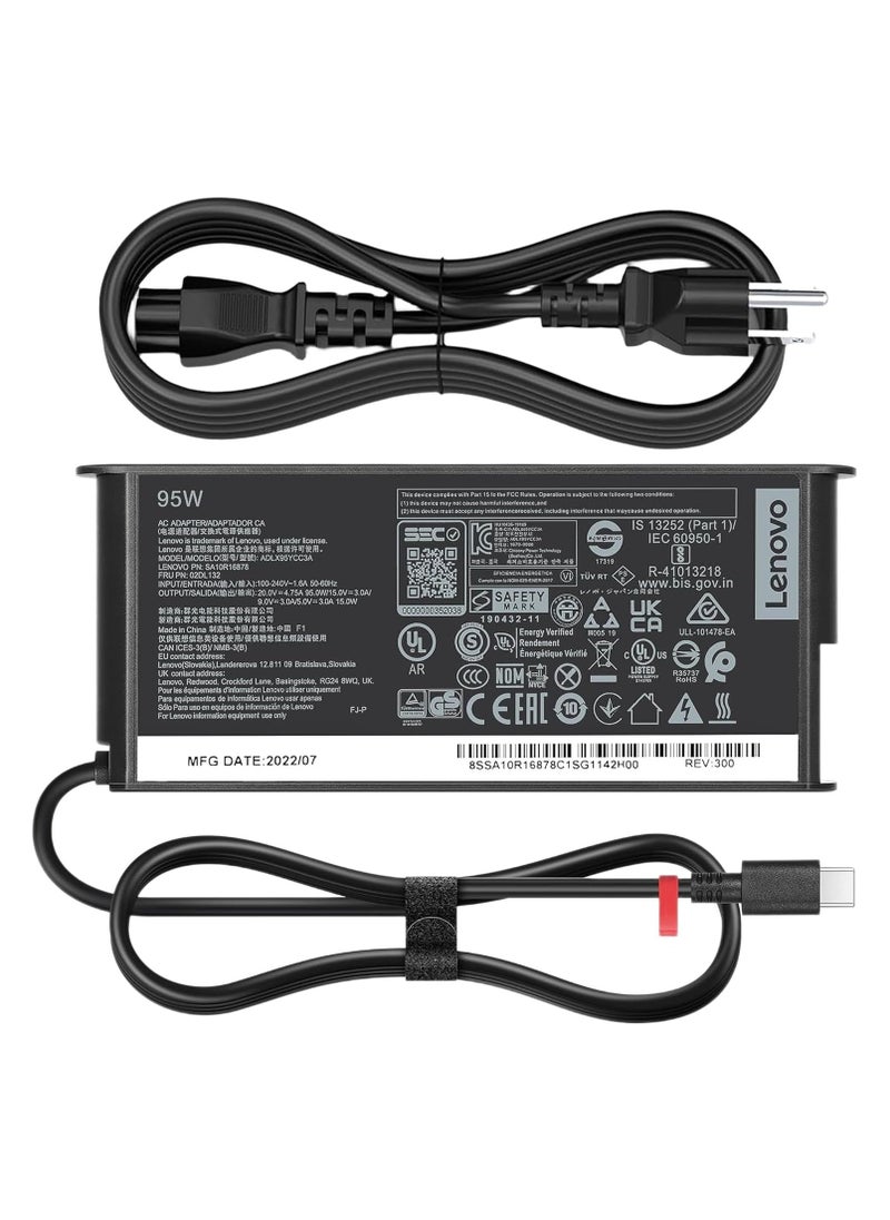 Max Power - 95W USB C Yoga Charger fit for Lenovo Yoga Slim 7 Pro 14ACH5 Yoga 910 920 930 380 720 730 20V 4.75A ADLX95YCC3A Laptop Power Adapter - Image 1