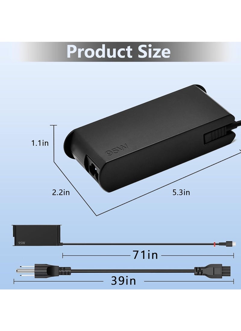 Max Power - 95W USB C Yoga Charger fit for Lenovo Yoga Slim 7 Pro 14ACH5 Yoga 910 920 930 380 720 730 20V 4.75A ADLX95YCC3A Laptop Power Adapter - Image 1