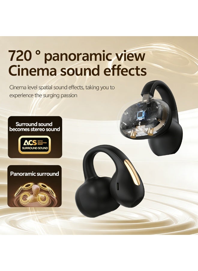 مُوطْمُوك  سماعات M136 اللاسلكية بلوتوث 5.4 معلقة على الأذن، سماعات مفتوحة بالأذن بتصميم عصري، مشبك على شكل حرف C خفيف الوزن، مريحة لمن يرتدون النظارات والأذنين الصغيرتين، مناسبة للتمارين الرياضية (أسود) - Image 5