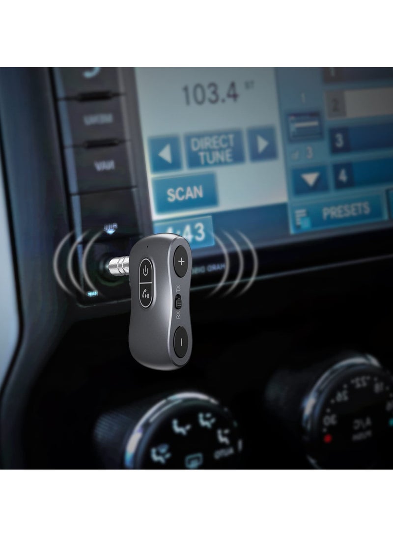 SYOSI Bluetooth Adapter for Car, Bluetooth 5.3 Transmitter Receiver, Portable 3.5mm Aux Bluetooth Adapter Hands-Free Call, Low Latency, for Car Home Stereo, TV, Headphones, Speaker - Image 5
