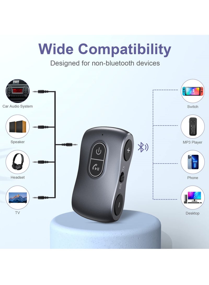 SYOSI Bluetooth Adapter for Car, Bluetooth 5.3 Transmitter Receiver, Portable 3.5mm Aux Bluetooth Adapter Hands-Free Call, Low Latency, for Car Home Stereo, TV, Headphones, Speaker - Image 3