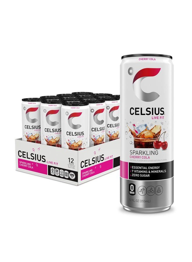 CELSIUS Sparkling Cherry Cola, Functional Essential Energy Drink 12 Fl Oz (Pack of 12) - Image 1