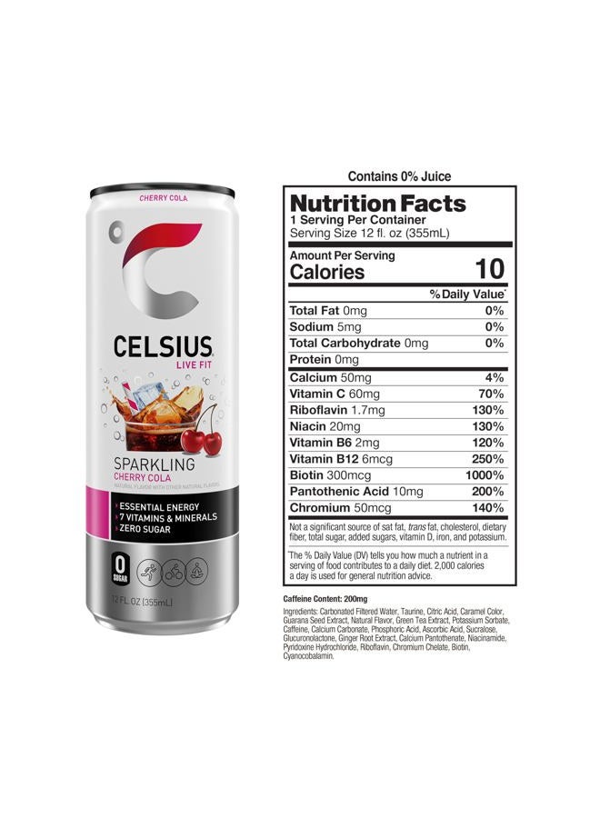 CELSIUS Sparkling Cherry Cola, Functional Essential Energy Drink 12 Fl Oz (Pack of 12) - Image 3