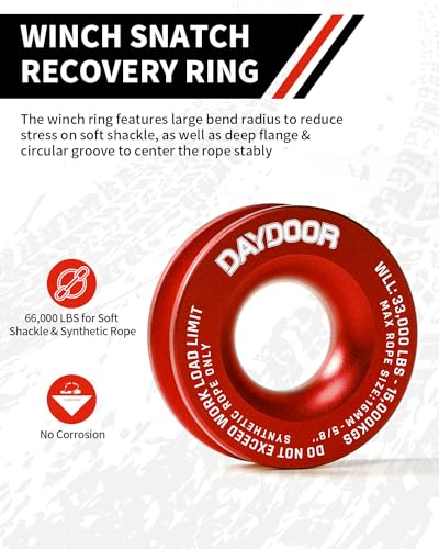 DAYDOOR 56,000 LBS Soft Shackle Recovery Kit, 1/2" x 22" (2-Pack) with 7075 Aluminum Snatch Ring, Winch Accessory for Jeep Wrangler, Bronco, 4Runner, Tacoma, ATV/UTV/Jeeps/SUVs, 4x4 Off-Road(Gray) - Image 3