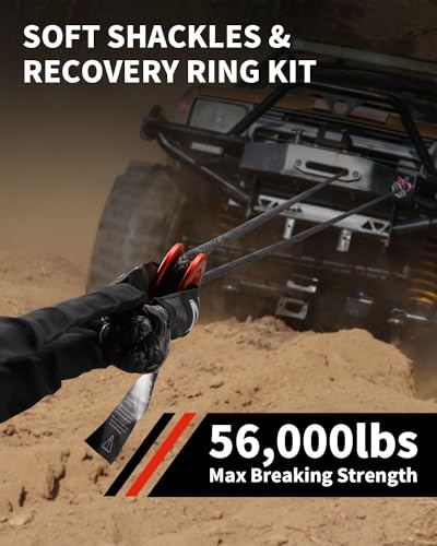 DAYDOOR 56,000 LBS Soft Shackle Recovery Kit, 1/2" x 22" (2-Pack) with 7075 Aluminum Snatch Ring, Winch Accessory for Jeep Wrangler, Bronco, 4Runner, Tacoma, ATV/UTV/Jeeps/SUVs, 4x4 Off-Road(Gray) - Image 2