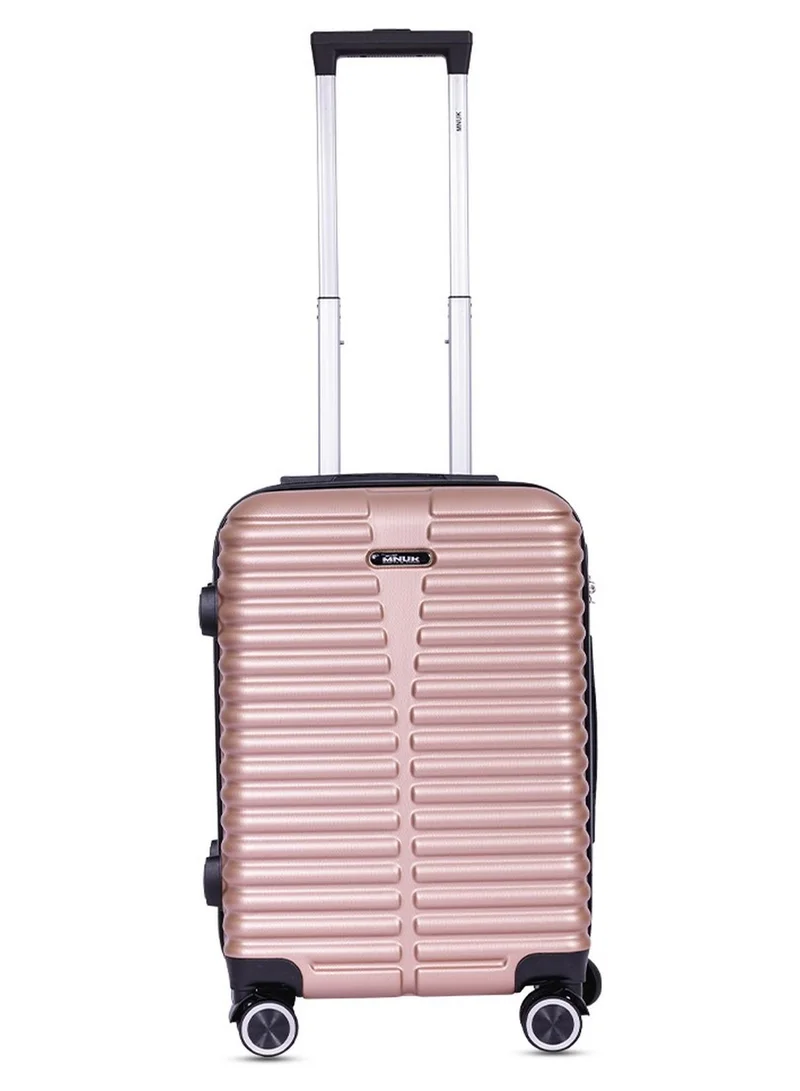 MNUK Destiny Carry-on Luggage | Hardside Soft Handle Trolley with TSA Lock |Double 360° 8 Wheeler|Cabin-20 Inch, Gold