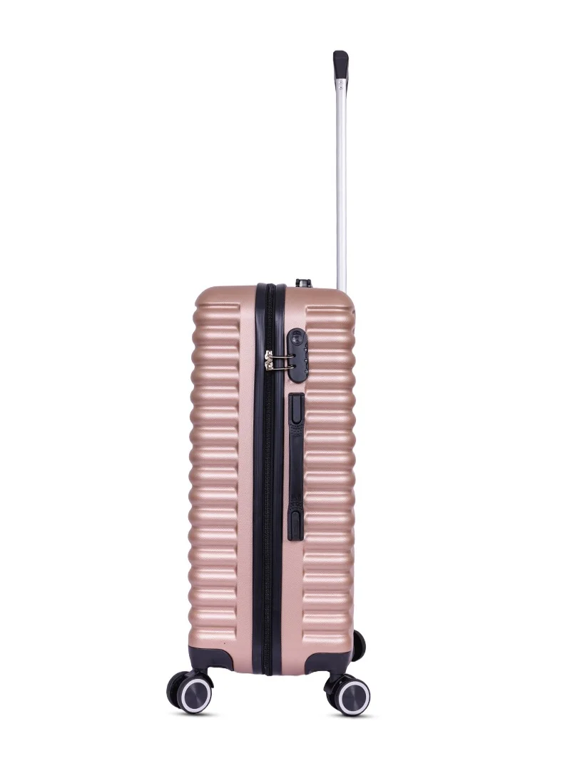 MNUK Destiny Carry-on Luggage | Hardside Soft Handle Trolley with TSA Lock |Double 360° 8 Wheeler|Cabin-20 Inch, Gold
