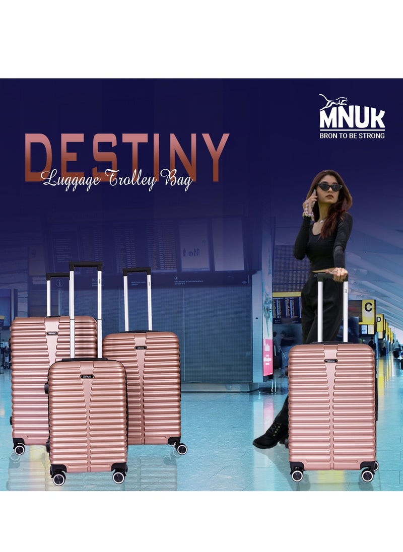 MNUK - Destiny Carry-on Luggage | Hardside Soft Handle Trolley with TSA Lock |Double 360° 8 Wheeler|Cabin-20 Inch, Gold - Image 1