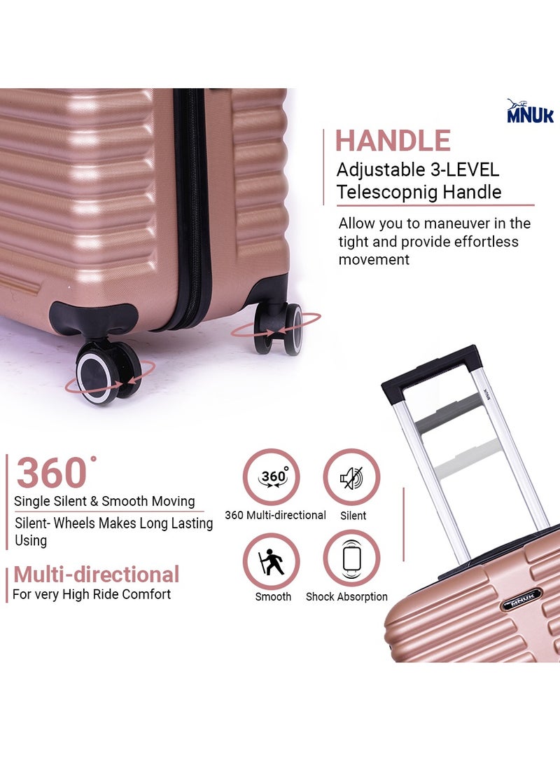 MNUK - Destiny Carry-on Luggage | Hardside Soft Handle Trolley with TSA Lock |Double 360° 8 Wheeler|Cabin-20 Inch, Gold - Image 1