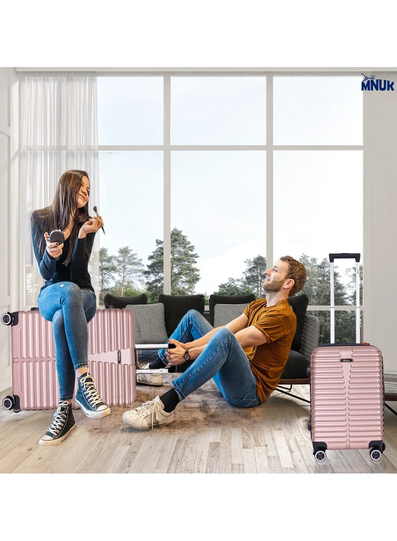 MNUK Destiny Carry-on Luggage | Hardside Soft Handle Trolley with TSA Lock |Double 360° 8 Wheeler|Cabin-20 Inch, Gold