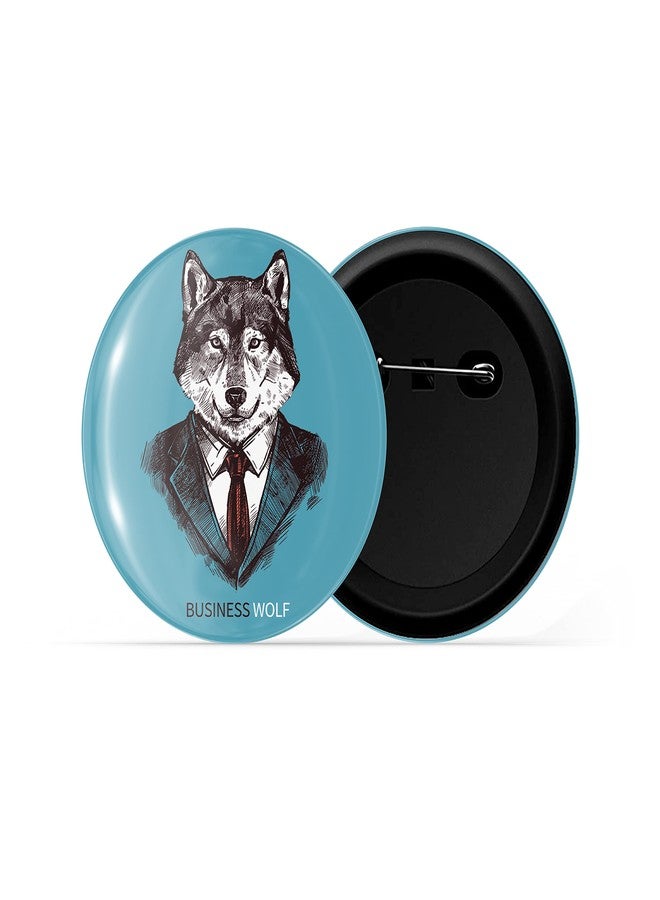 dhcrafts Pin Badges Multicolor Business Wolf Glossy Finish Design Pack of 1 (58mm) - Image 2