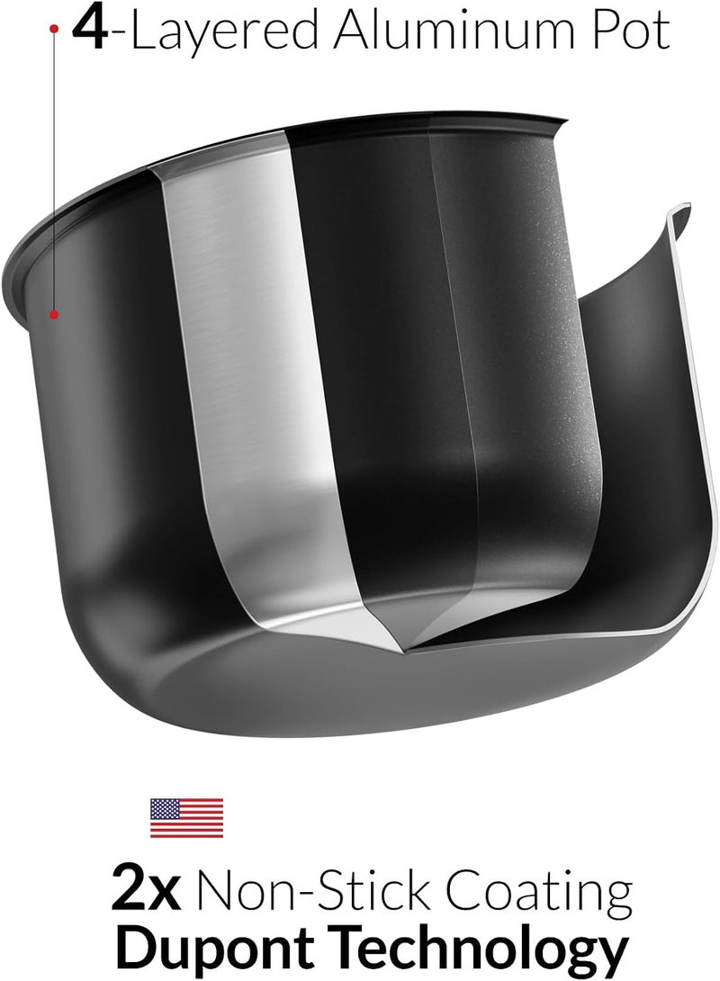 Feller Germany 1000W 6L Electric Pressure Cooker, 12-in-1 Multicooker, Dupont 2X Non-Stick Detachable Pot, 9 Safety Levels, Delay Timer, Steamer, PC165, 2Y Guarantee-KSA Version (Platinum) - Image 5