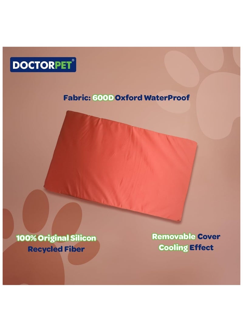 DOCTERPET مرتبة قفص دكتور بيت جيلاتو متوسطة - 53x76x6 سم - برتقالي - قماش ناعم قابل للغسل، تأثير تبريد، حشوة صديقة للبيئة، قاعدة غير قابلة للانزلاق - مثالية للقطط والكلاب المتوسطة - Image 2