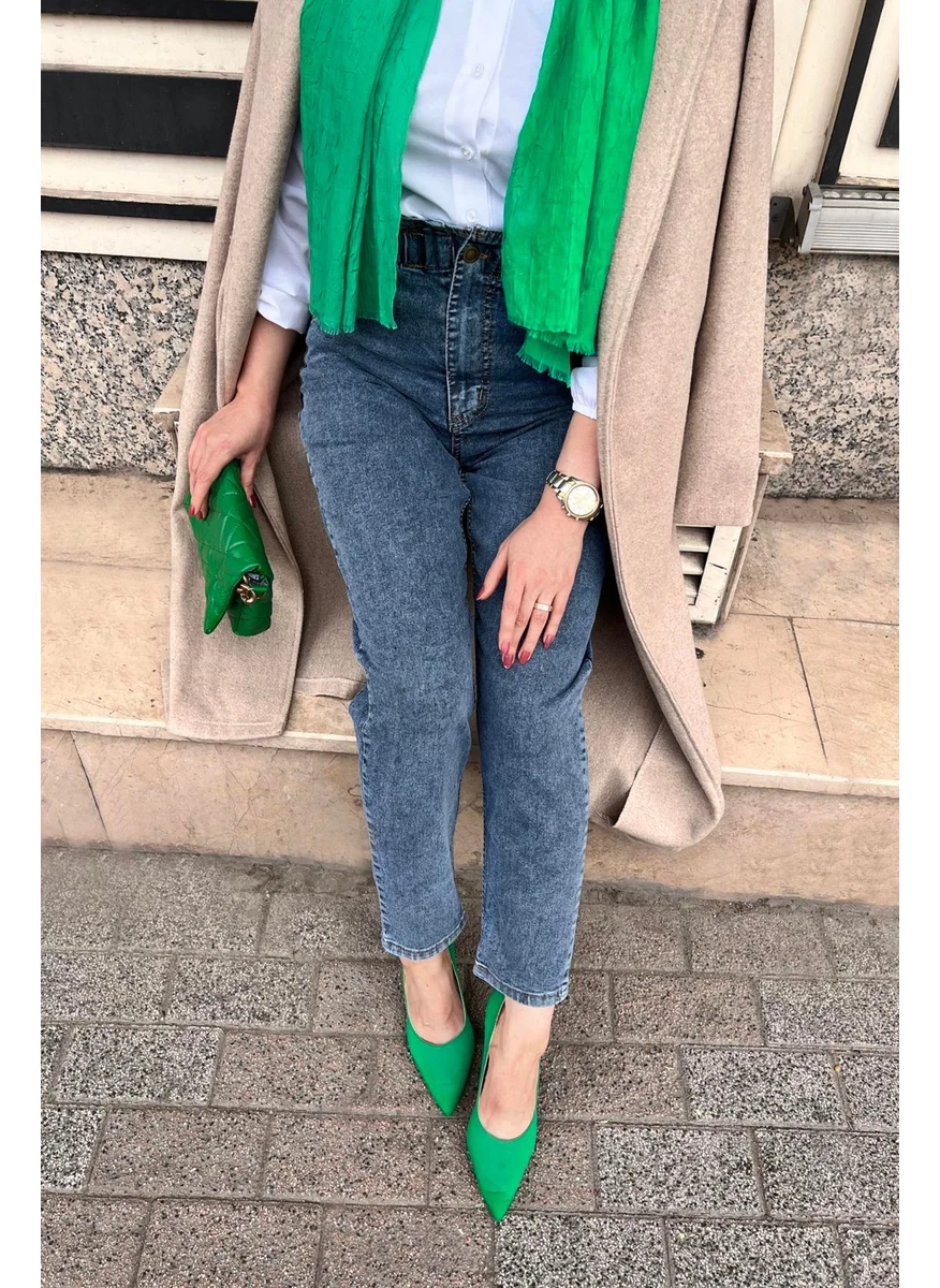 Tofisa 23044-BLUE Waist Elastic Jeans
