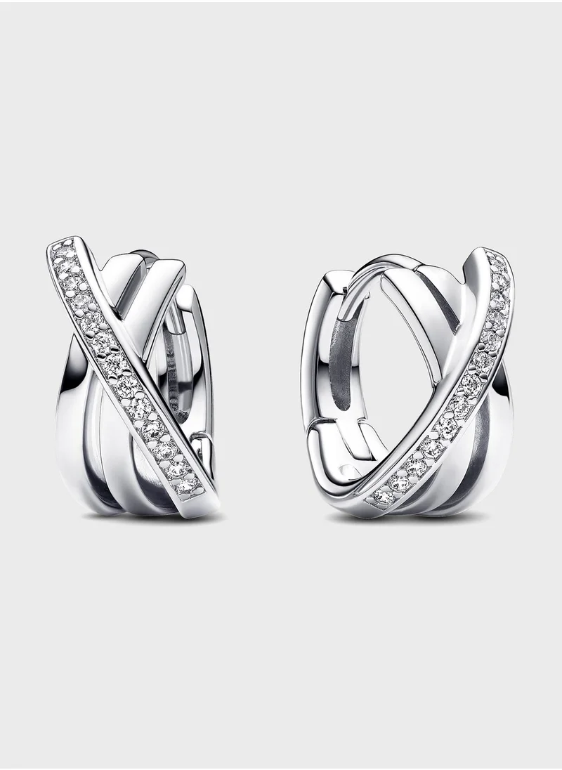 PANDORA Crossover Pavé Hoop Earrings