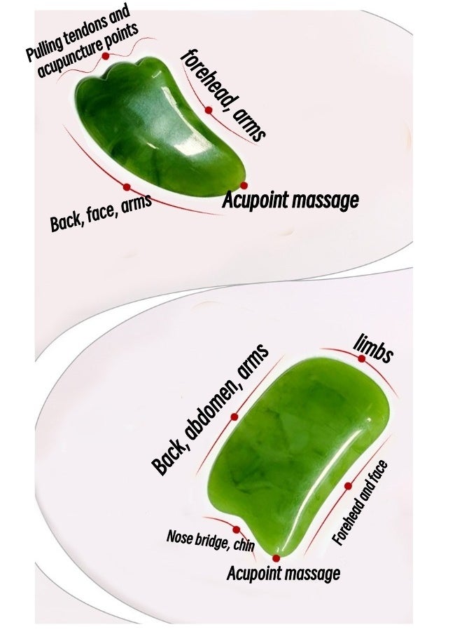 Opiqcey 7-Piece Jade Massager With Facial Tool Set Natural Quartz Face Neck body scraping Massager Massage Tool Scraping Board Professional Lymphatic Drainage Therapy Body Relaxation Face Massager and Roller  - Image 4