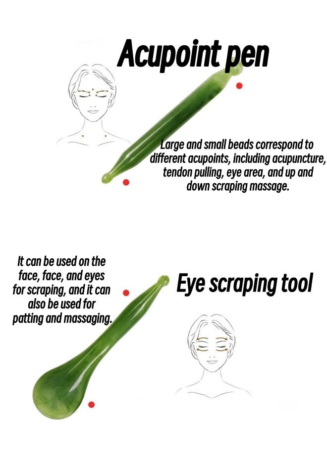 Opiqcey 7-Piece Jade Massager With Facial Tool Set Natural Quartz Face Neck body scraping Massager Massage Tool Scraping Board Professional Lymphatic Drainage Therapy Body Relaxation Face Massager and Roller  - Image 2