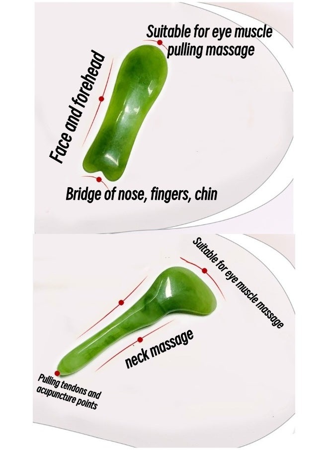 Opiqcey 7-Piece Jade Massager With Facial Tool Set Natural Quartz Face Neck body scraping Massager Massage Tool Scraping Board Professional Lymphatic Drainage Therapy Body Relaxation Face Massager and Roller  - Image 5