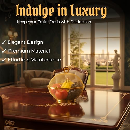 TAGROCK Apple Shape Steel Net Multipurpose Fruits & Vegetables Storage Basket Rice Stainer for Kitchen, Pack of 1 (Gold),28.5L x 28.5W x 12H Centimeters - Image 5