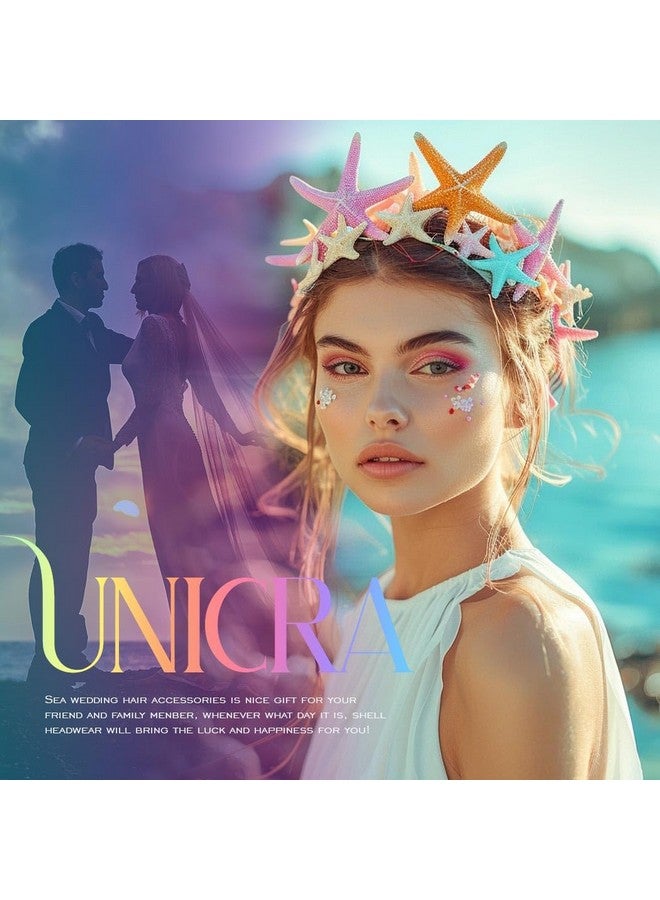 يونيكرا عصابة رأس على شكل نجمة البحر من يونيكرا، مصنوعة من اللؤلؤ، وشعر العروس، وشعر الزفاف، وغطاء رأس العروس، وإكسسوارات شعر الشاطئ للنساء والفتيات (متعدد الألوان، مقاس واحد) - Image 4