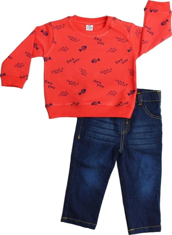 Dollar Junior Tiny Crews Baby Boys Casual T-Shirt Pant Set (KWRN20021_6-9M) Multicolour - Image 1