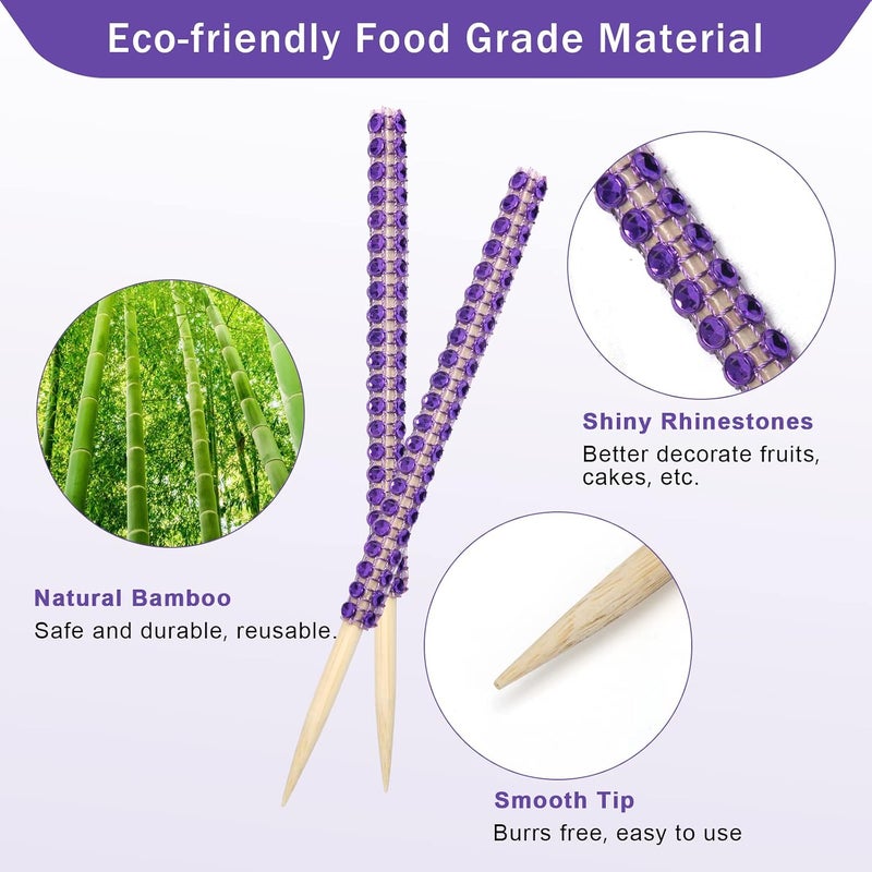 Anglekai 10+10 Candy Apple Kits, 10Pcs Bling Candy Apple Sticks/ 10Pcs Candy Apple Boxes/ 25 Yard Ribbon, Rhinestone Caramel Apple Sticks Clear Candy Apple Boxes with Hole(Purple) - Image 3