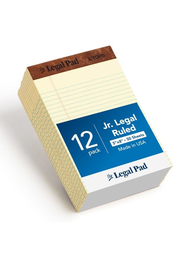 TOPS 5 x 8 Legal Pads, 12 Pack, The Legal Pad Brand, Narrow Ruled, Yellow Paper, 50 Sheets Per Writing Pad, Made in the USA (7501) - Image 1