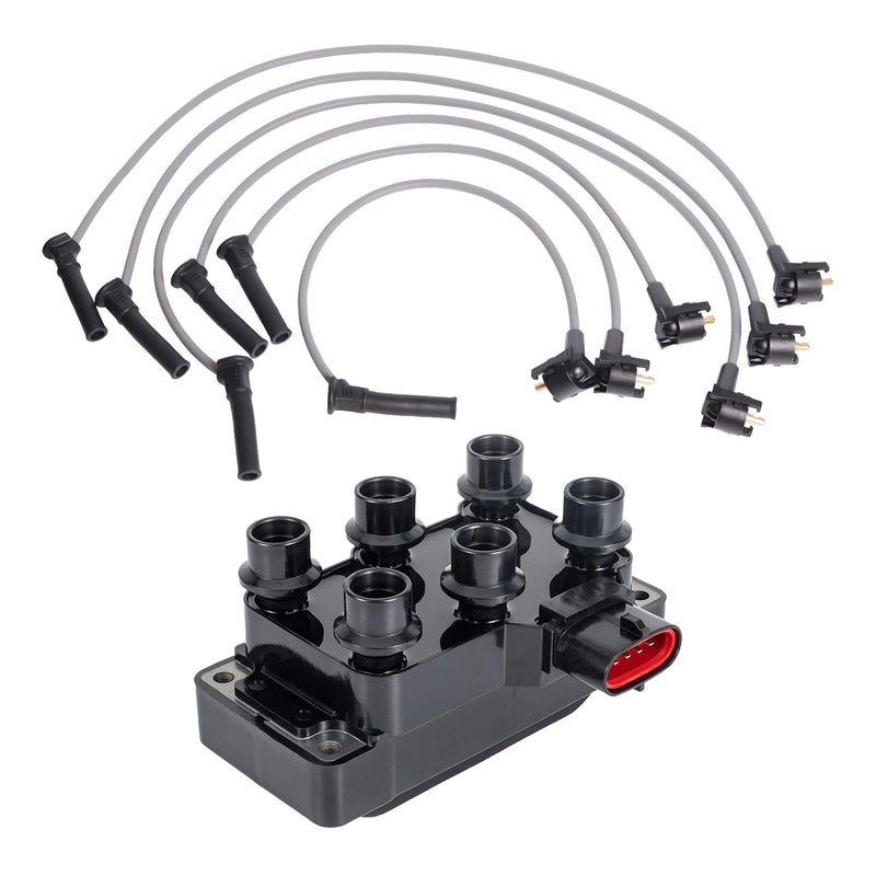 ENA Set of 1 Ignition Coil Pack and Wire Set Compatible with Ford Mazda Explorer Mustang Ranger B4000 2001 2002 2003 2004 2005 2006 2007 2008 2009 2010 2011 40L V6 Replacement for FD480 FD490 26686