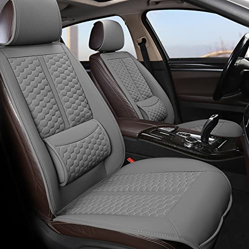 Black Panther أغطية مقاعد السيارة بانثر الأسود، 1 زوج من واقيات مقاعد السائق بدون جوانب مع دعم قطني وأغطية مسند الرأس (رمادي) - Image 1