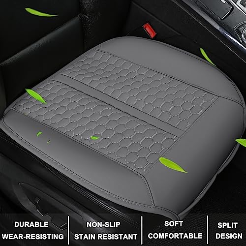 Black Panther أغطية مقاعد السيارة بانثر الأسود، 1 زوج من واقيات مقاعد السائق بدون جوانب مع دعم قطني وأغطية مسند الرأس (رمادي) - Image 2