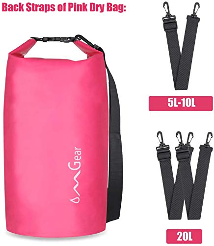OMGear Waterproof Dry Bag Backpack Waterproof Phone Pouch 40L/30L/20L/10L/5L Floating Dry Sack For Kayaking Boating Sailing Canoeing Rafting Hiking Camping Outdoors Activities (Pink2, 20L) - Image 2