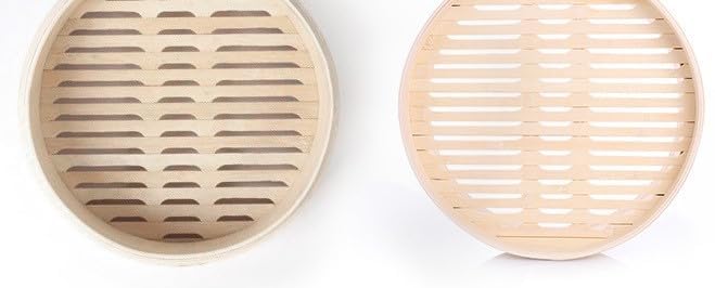 HAINE Bamboo Dim Sum Steamer Basket, 10 inch, for Dumplings and Steamed vegetables, rice and chicken - Image 2