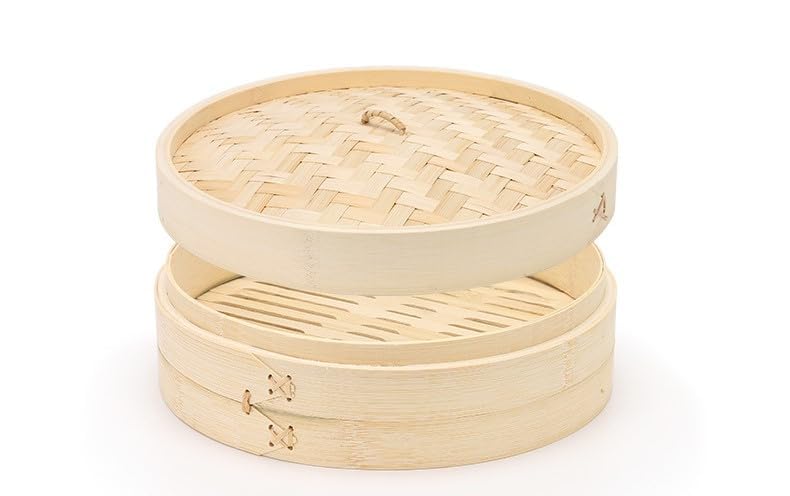 HAINE Bamboo Dim Sum Steamer Basket, 10 inch, for Dumplings and Steamed vegetables, rice and chicken - Image 5