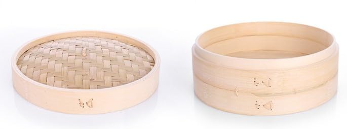 HAINE Bamboo Dim Sum Steamer Basket, 10 inch, for Dumplings and Steamed vegetables, rice and chicken - Image 4