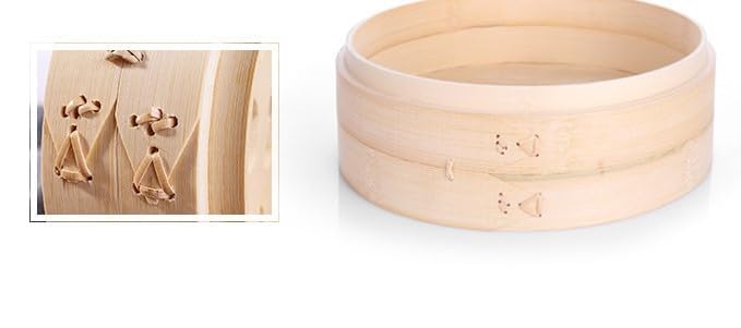 HAINE Bamboo Dim Sum Steamer Basket, 10 inch, for Dumplings and Steamed vegetables, rice and chicken - Image 3