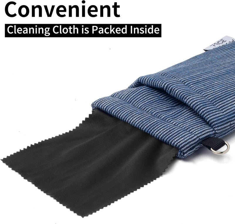 Face Shadow Double Glasses Case Soft Eyeglass Case For Women Men Squeeze Top Sunglasses Case With Cleaning Cloth - Image 4