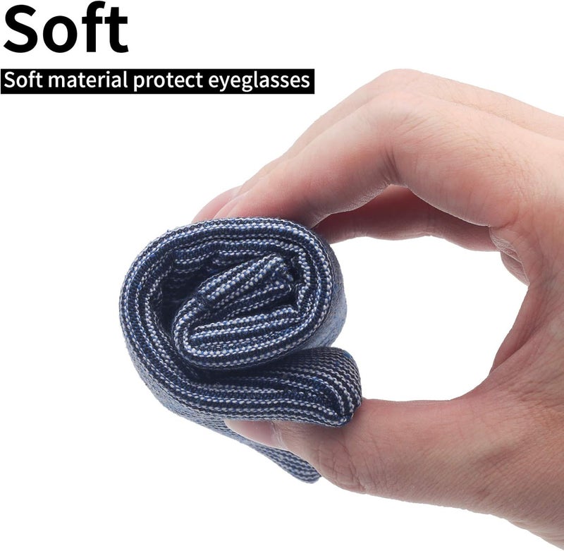 Face Shadow Double Glasses Case Soft Eyeglass Case For Women Men Squeeze Top Sunglasses Case With Cleaning Cloth - Image 5