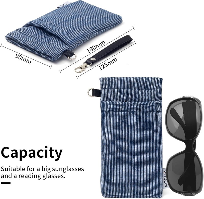 Face Shadow Double Glasses Case Soft Eyeglass Case For Women Men Squeeze Top Sunglasses Case With Cleaning Cloth - Image 3