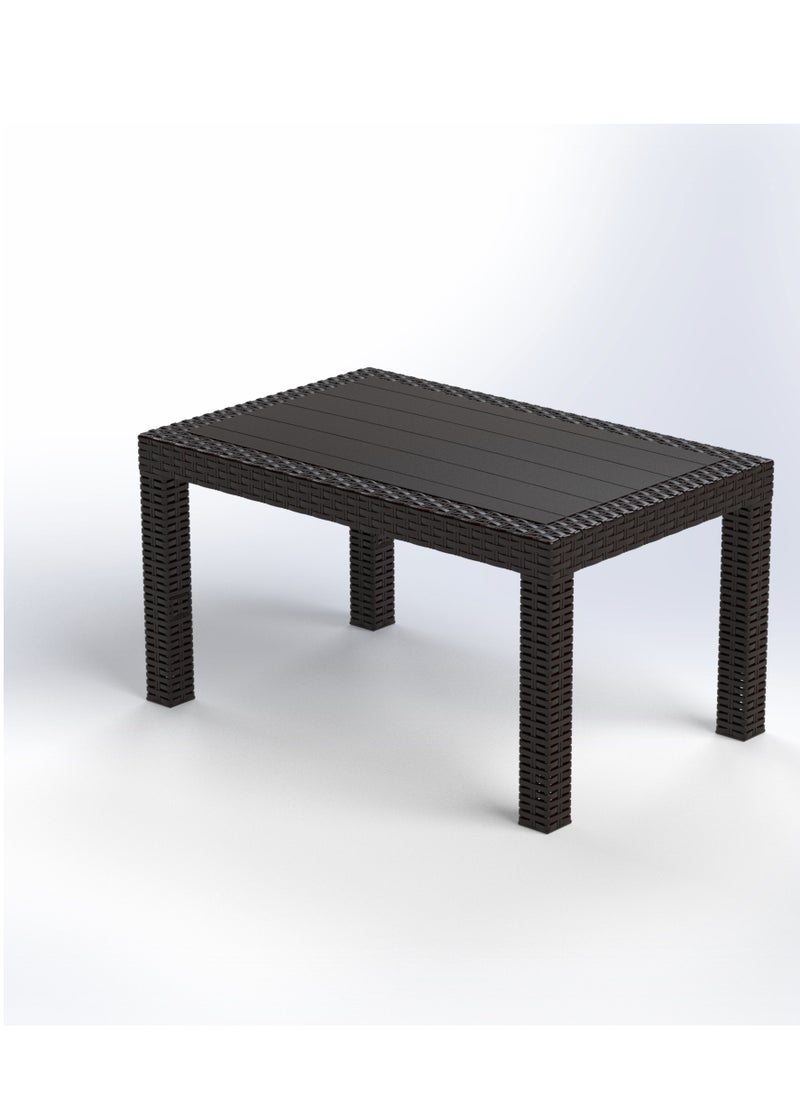 3MPlast - 7-Seater Outdoor Sofa Set, Dark Brown Plastic with Rattan Design Modern Style, Beige Cushions and Coffee Table, Ideal for Gardens, Patios, Balconies, and Poolside Areas - Image 1