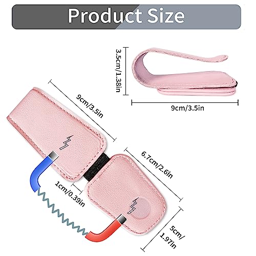 TILDOSAC Sunglasses Holder for Car Visor, Leather Magnetic Sunglass Holder for Car with Clip, Pink - Image 5