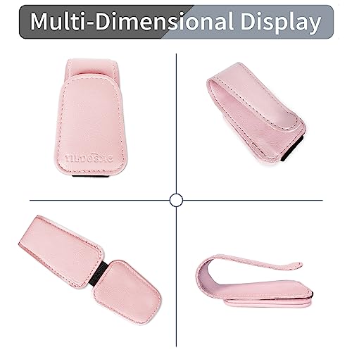 TILDOSAC Sunglasses Holder for Car Visor, Leather Magnetic Sunglass Holder for Car with Clip, Pink - Image 4