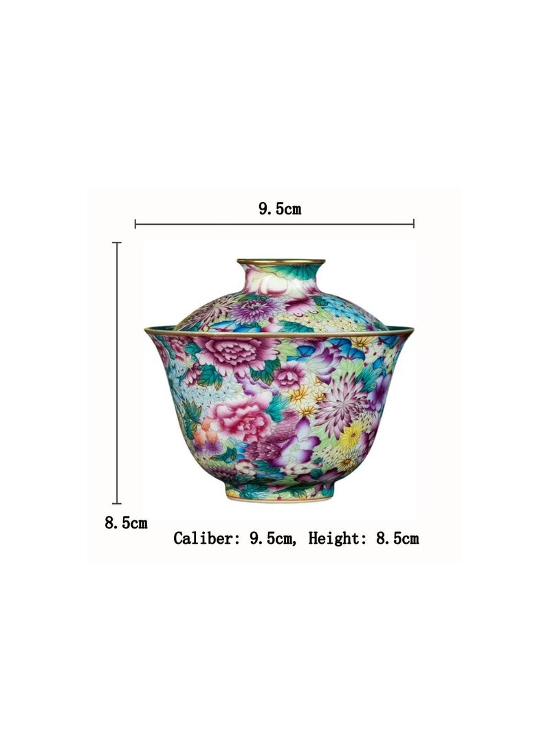 1-Set Chinese Old Porcelain Blue and White Bowl Tea Set,Chinese Tea Bowl with Cover and Cup,Chinese Traditional Handicraft Ceramic Tea Set  - Image 5