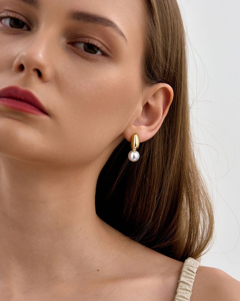 CHESKY Pearl Earrings for Women,Flat Back Stud Earrings 14K Gold Plated Quality Handpicked AAA+ Freshwater Cultured Round Pearls Small Wedding Trendy Pearl Dangle Earrings Gold Jewelry Gifts - Image 5