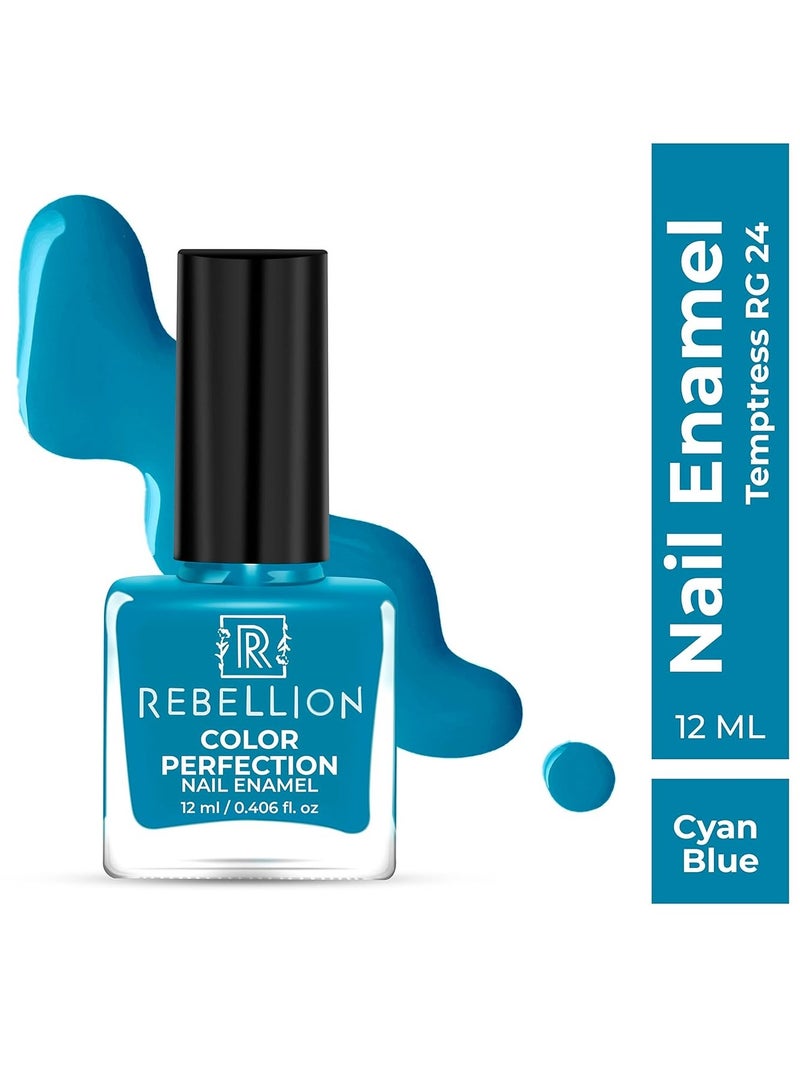 Rebellion Color Perfection Nail Enamel 12ml Cyan blue Temptress RG24 - Image 2