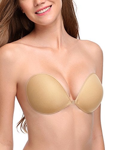 Wingslove Adhesive Bra Reusable Strapless Self Silicone Push-up Invisible Sticky Bras for Backless Dress (Beige,A) - Image 2