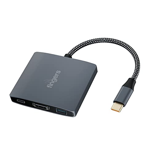 FINGERS Topnotch 3-in-1 Type-C USB Hub (1 x USB 3.0 + 1 x HD Interface + 1 x USB Type-C (PD Charging) | Super Quick Data Transfer up to 5 Gbps) - Slate Grey - Image 1