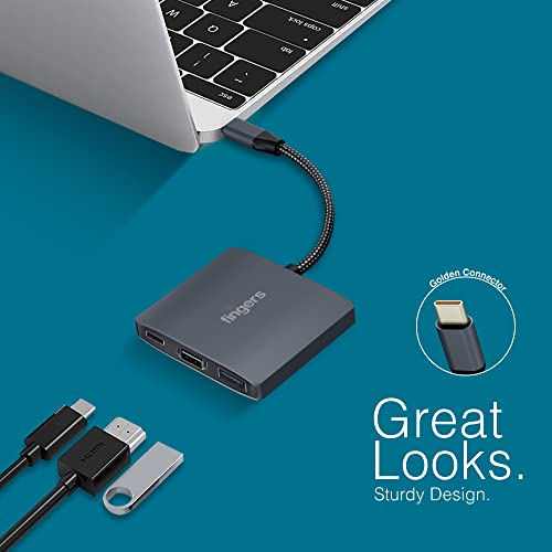 FINGERS Topnotch 3-in-1 Type-C USB Hub (1 x USB 3.0 + 1 x HD Interface + 1 x USB Type-C (PD Charging) | Super Quick Data Transfer up to 5 Gbps) - Slate Grey - Image 5