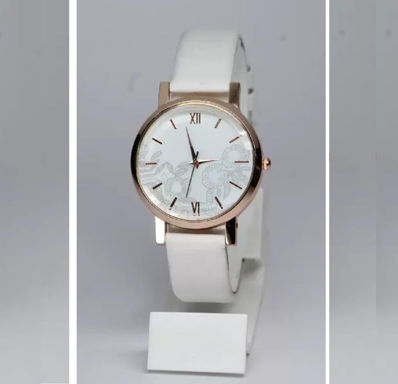 OBLETTER Elegant Rose Gold Analog Watch for Women & Girls - Stylish Floral Dial with Premium Leather Strap, Casual & Ladies Timepiece (Pack of 1) - Image 2